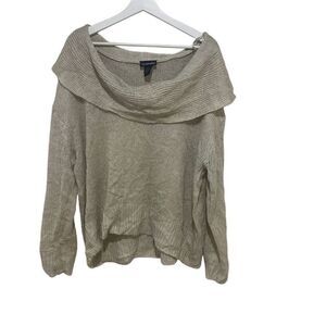 Lane Bryant plus size 22/24 long sleeve cowl neck light weight sweater cream oat